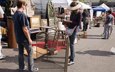 People shopping at the Flea Market